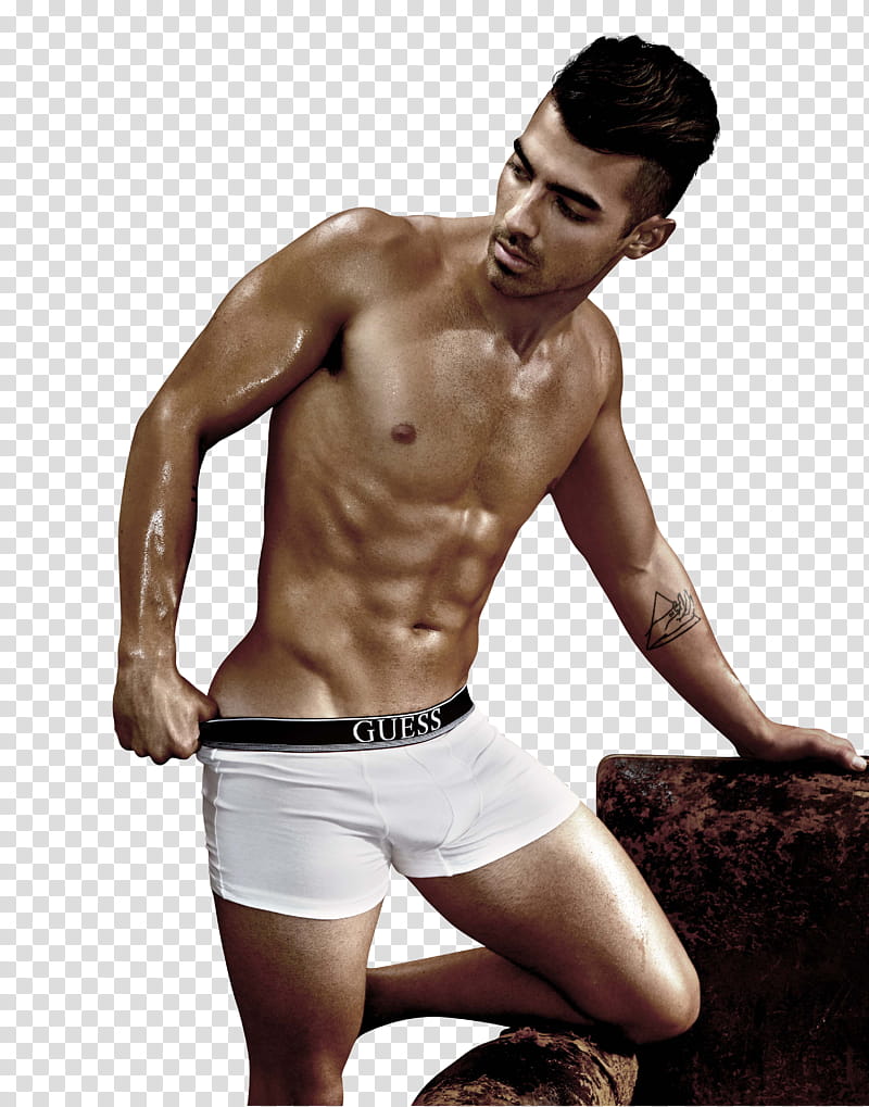 Joe Jonas, man wearing Guess boxers transparent background PNG clipart