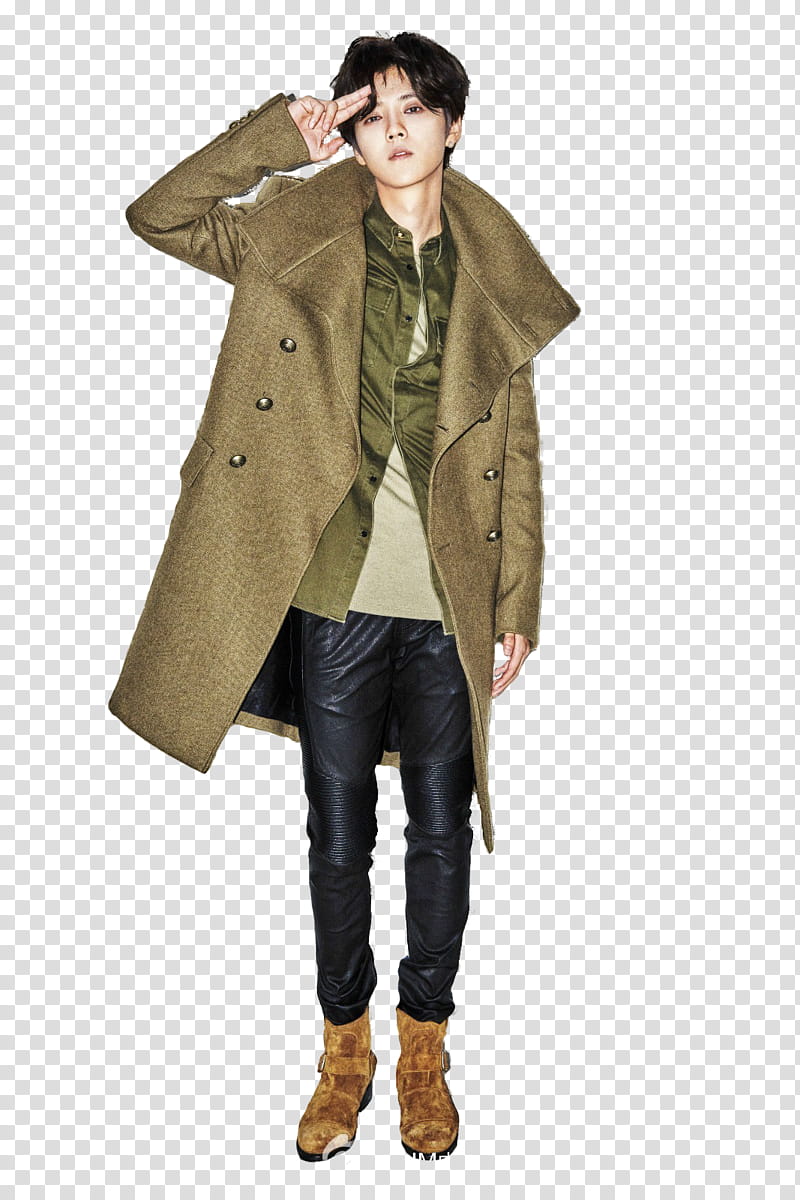 Luhan, man in gray coat transparent background PNG clipart