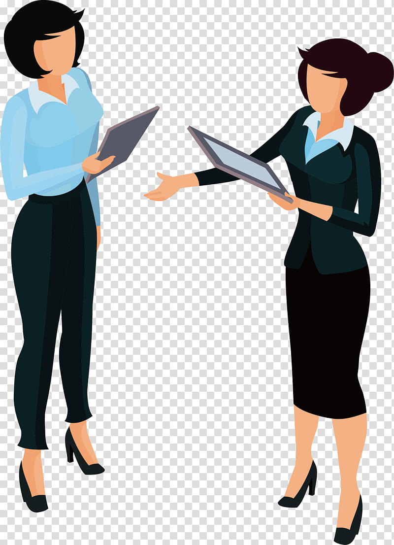 Business Woman, Businessperson, Management, Cartoon, Commerce, Communication, Marketing, Standing, Conversation, Joint transparent background PNG clipart