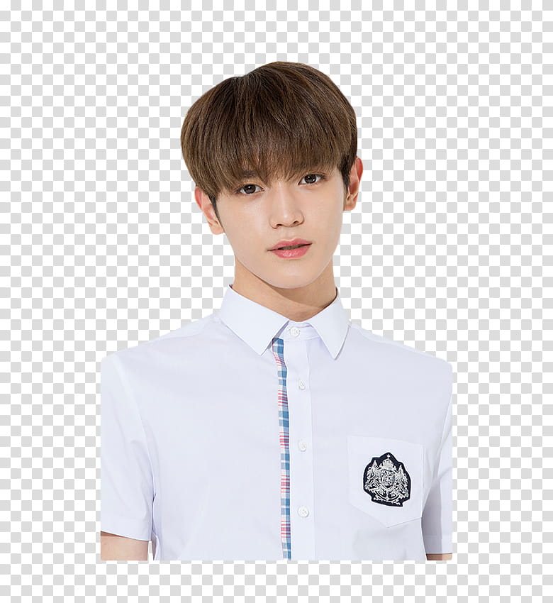 TAEYONG NCT, man wearing white button-up collared top transparent background PNG clipart