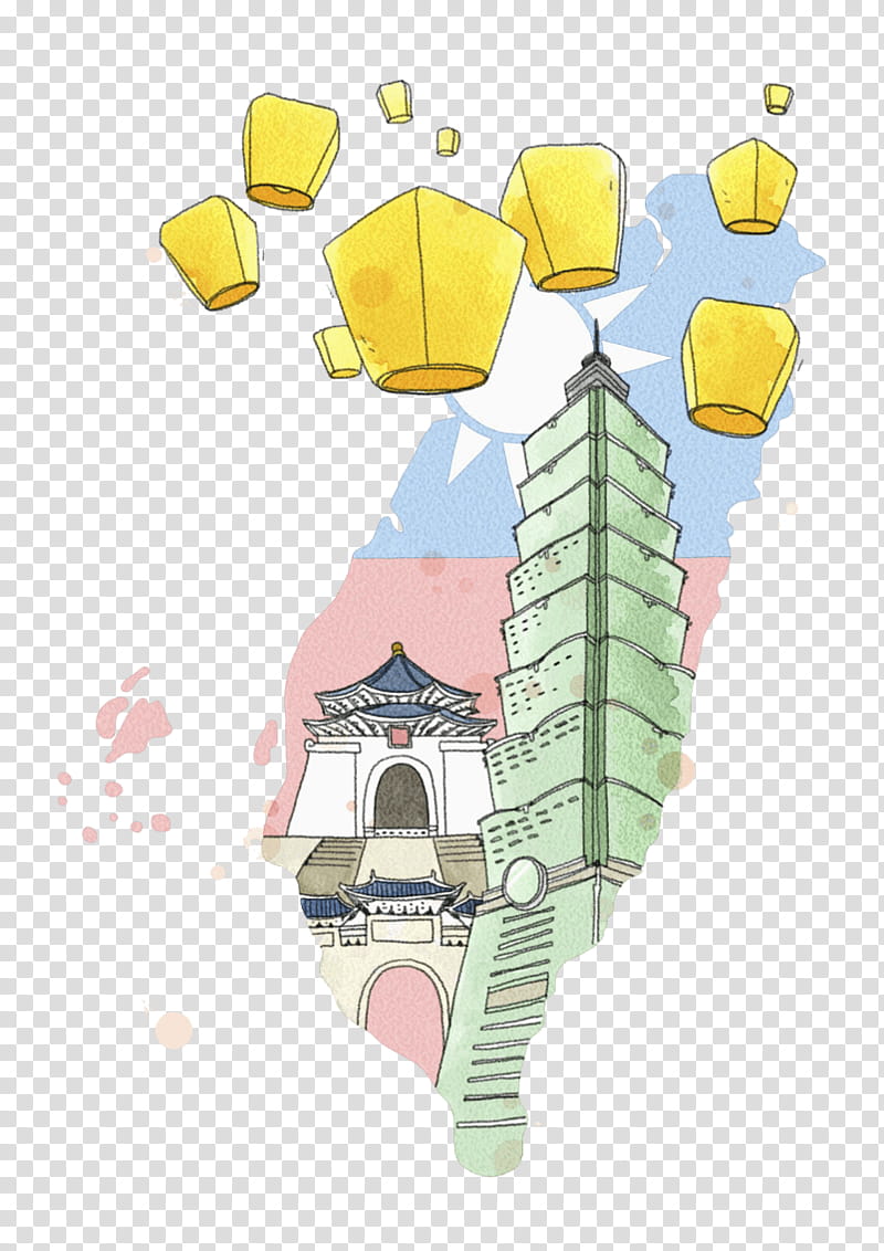 Lantern Festival, Sky Lantern, Cartoon, Architecture, Yellow transparent background PNG clipart