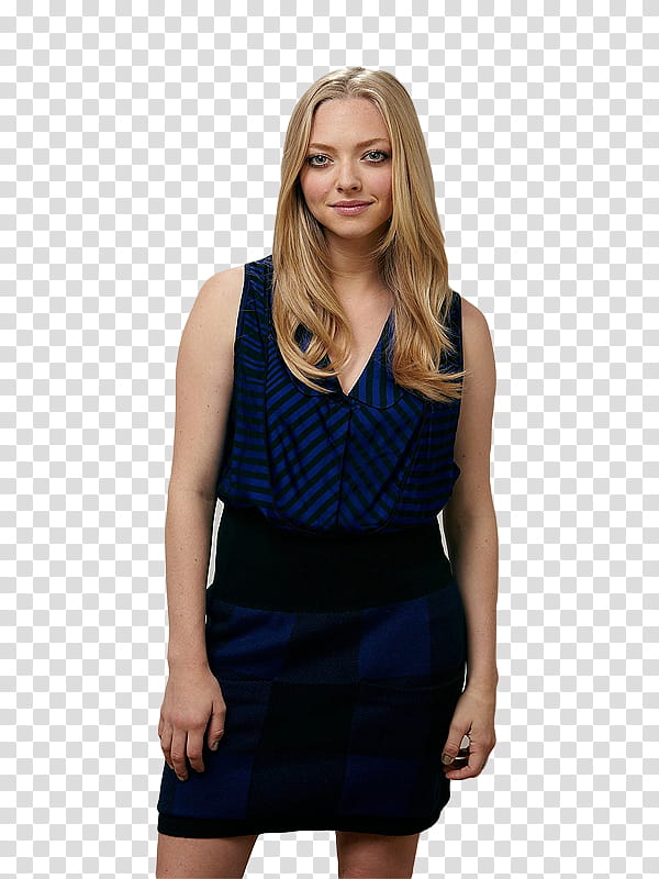 amanda seyfried, woman wearing blue sleeveless dress transparent background PNG clipart