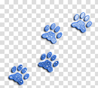 Huellas, four blue glitter dog paw print transparent background PNG clipart