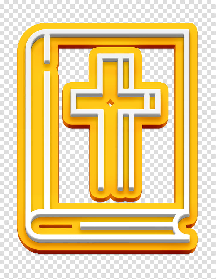 bible icon book icon catholic icon, Christian Icon, Cross Icon, Religion Icon, Line, Yellow, Symbol, Rectangle transparent background PNG clipart