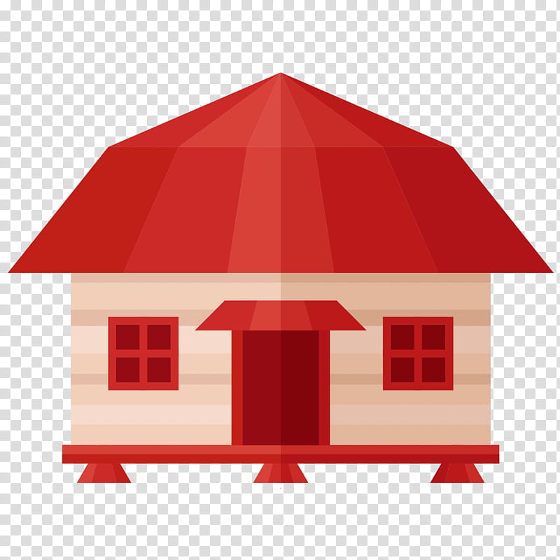 Building, House, Cartoon, Hut, Drawing, Cottage, Red, Property transparent background PNG clipart