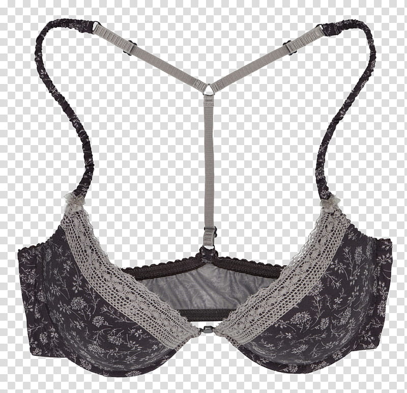 Free download, Black and white floral bra transparent background PNG  clipart