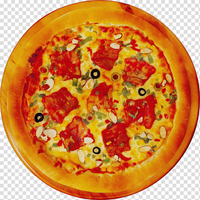 Junk Food, Watercolor, Paint, Wet Ink, Sicilian Pizza, Pepperoni, Sicilian Cuisine, Pizza Stones transparent background PNG clipart