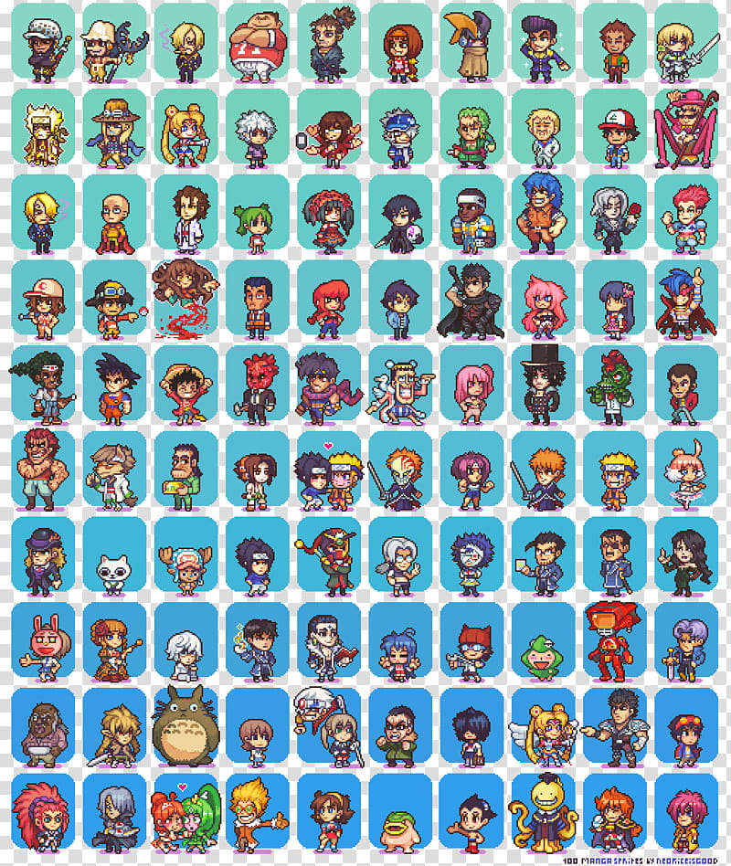Manga and Anime Sprites, assorted anime icon lot \ transparent background PNG clipart