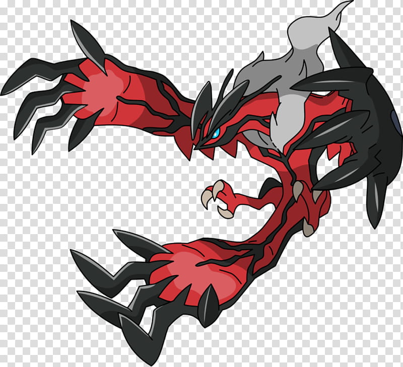 Yveltal, black and red bird cartoon character illustration transparent background PNG clipart