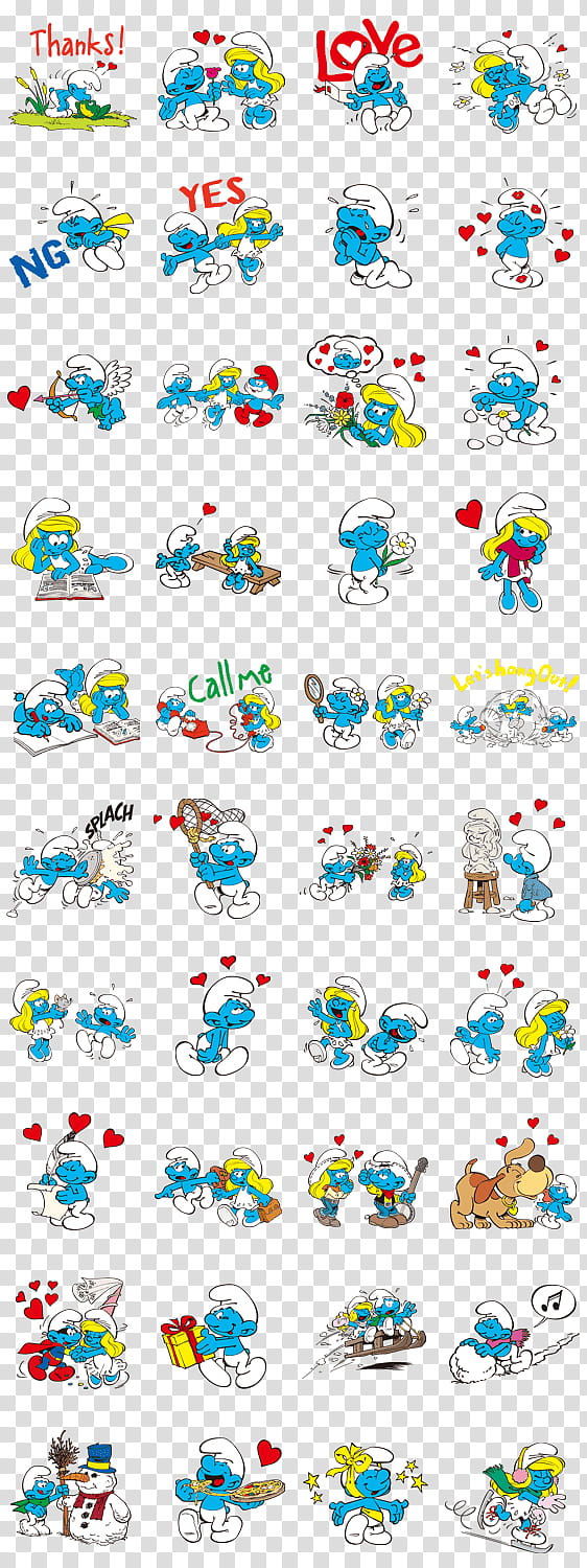 Line Sticker, Smurfette, Smurfs, Naver, Text transparent background PNG clipart