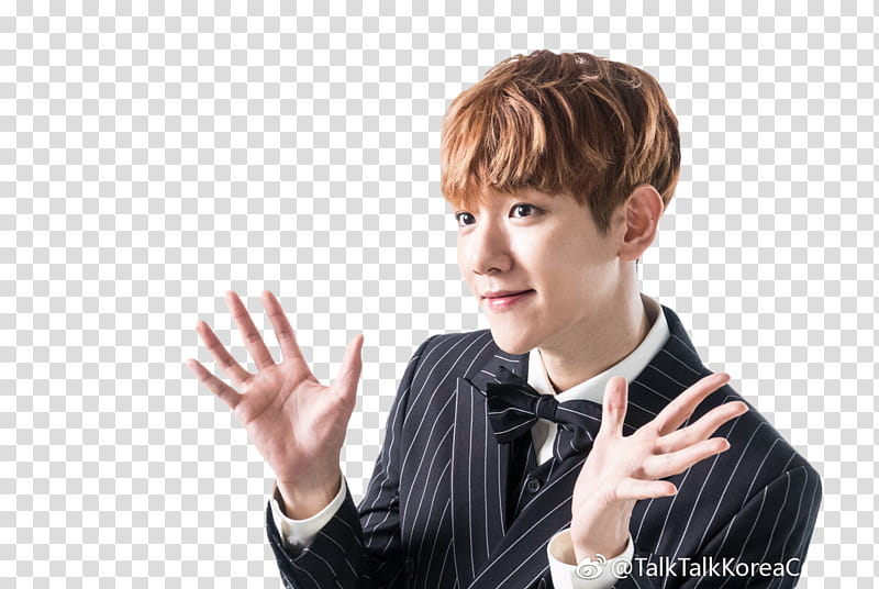 BAEKHYUN EXO, man wearing black and white formal coat transparent background PNG clipart