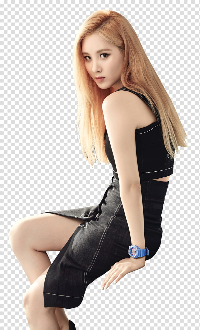 SNSD Ba, woman wearing black sleeveless top transparent background PNG clipart