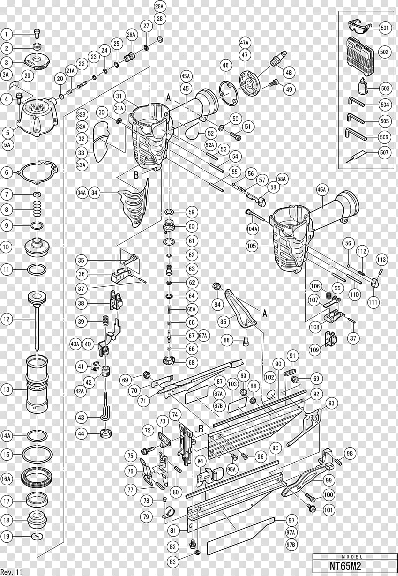 Gun, Nail Gun, Hitachi, Hitachi Nt65ma4, Tool, Diagram, Hitachi Nv65ah, Schematic transparent background PNG clipart