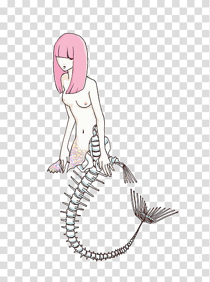 s, topless mermaid with skeleton tail illustration transparent background PNG clipart
