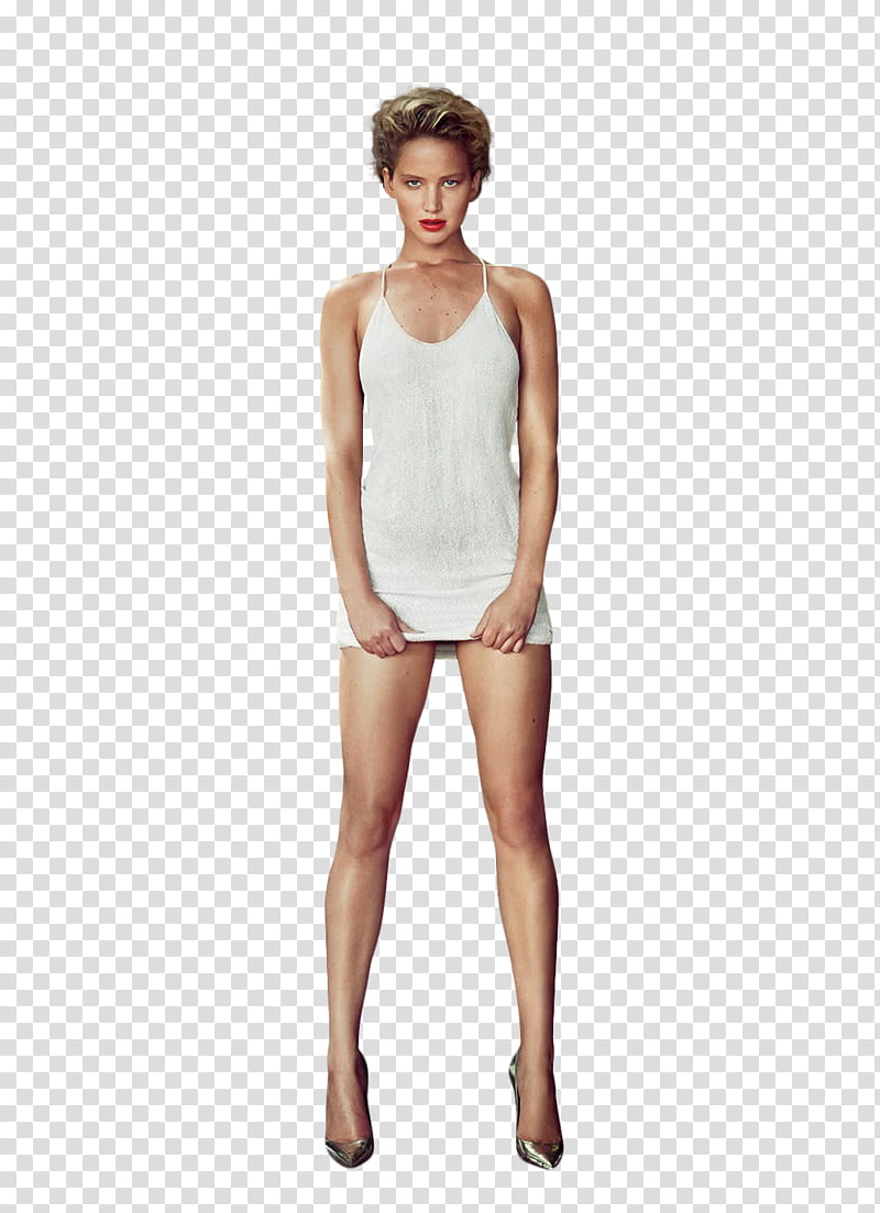 Jennifer Lawrence, women's white spaghetti strap top transparent background PNG clipart