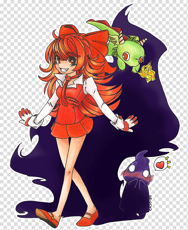 Ignis Lilium and pets Gaia, girl anime character transparent background PNG clipart