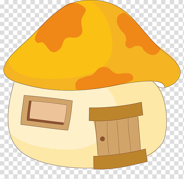 Mushroom, Cartoon, Color, Orange, House, Yellow, Headgear, Hat transparent background PNG clipart