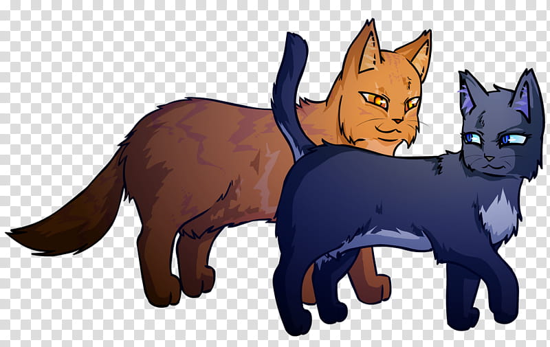 Lionblaze and Cinderheart, two brown and blue cats art transparent background PNG clipart