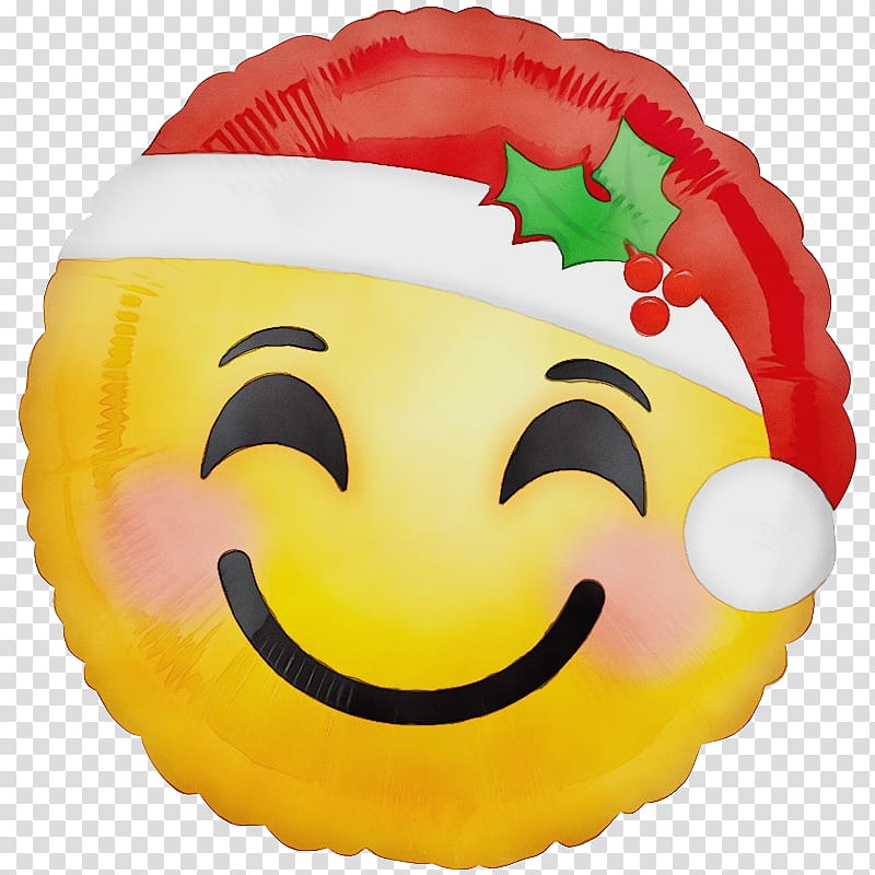 Party Emoji Face, Watercolor, Paint, Wet Ink, Emoticon, Smiley, Balloon, Santa Claus transparent background PNG clipart