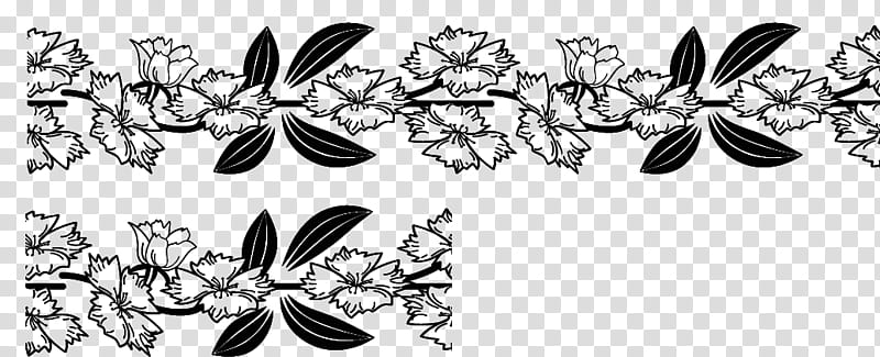 Borders Brushes, black flowers illustration transparent background PNG clipart