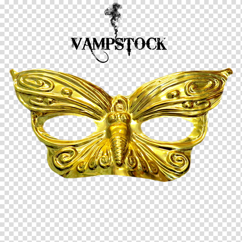 Butterfly Mask Vamp, gold mask text overlay transparent background PNG clipart