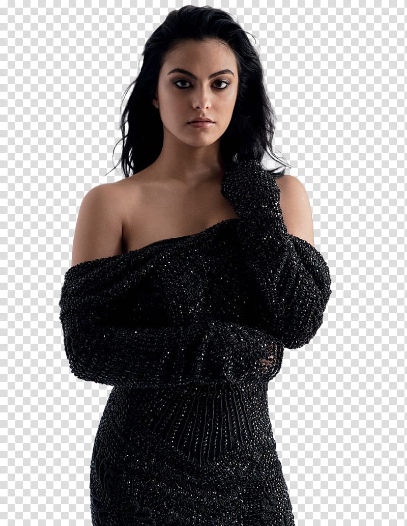 Camila Mendes, woman holding her neck transparent background PNG clipart
