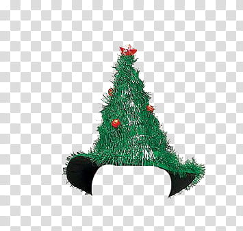 Christmas, green tinsel Christmas tree hat transparent background PNG clipart