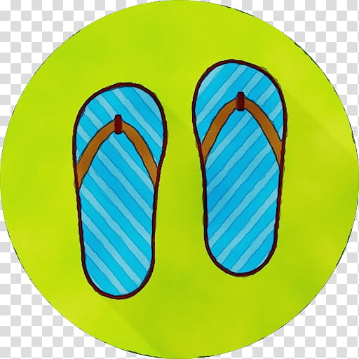 flip-flops footwear yellow green slipper, Watercolor, Paint, Wet Ink, Flipflops, Turquoise, Shoe, Oval transparent background PNG clipart
