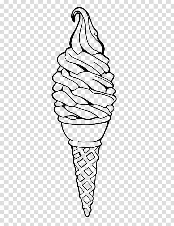 Ice Cream Cone, Ice Cream Cones, Soft Serve, Drawing, Line Art, Color, Stencil, Naver transparent background PNG clipart