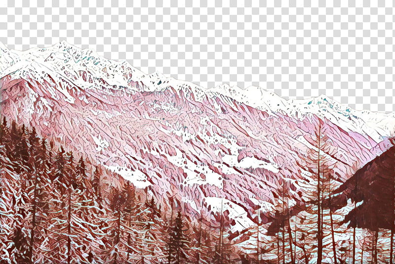 mountain range tree glacial landform geological phenomenon mountain, Landscape, Winter
, Plant, Massif, Hill transparent background PNG clipart