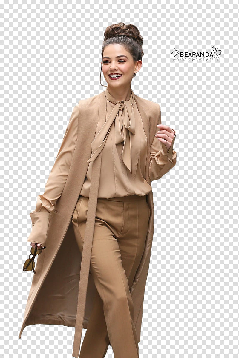 Danielle Campbell, woman in brown coat posing for transparent background PNG clipart