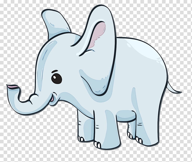Indian elephant, Watercolor, Paint, Wet Ink, Elephants And Mammoths, Animal Figure, Cartoon, Line Art transparent background PNG clipart