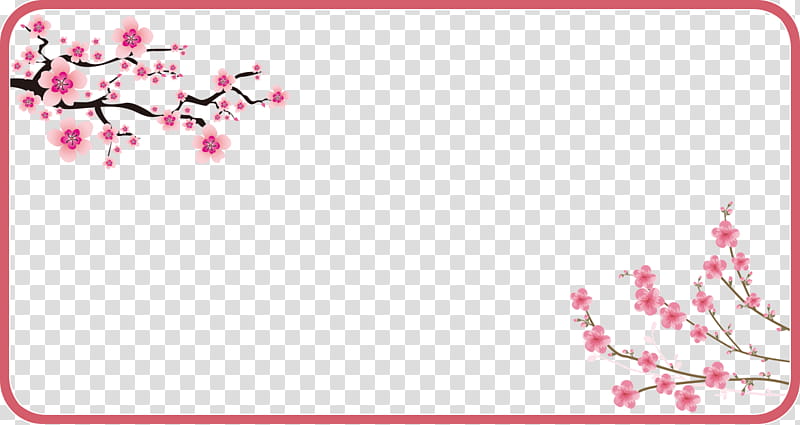 cherry flower frame sakura frame floral frame, Pink, Blossom, Plant, Cherry Blossom, Spring transparent background PNG clipart