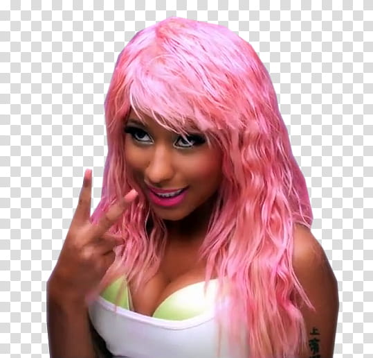 smiling Nicki Minaj doing peace gesture transparent background PNG clipart