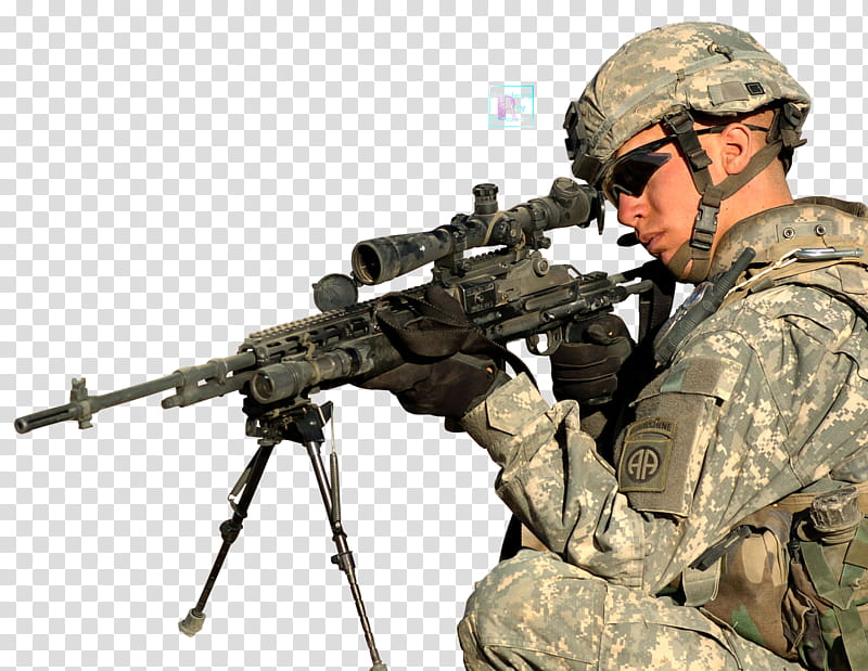 man using black sniper rifle transparent background PNG clipart