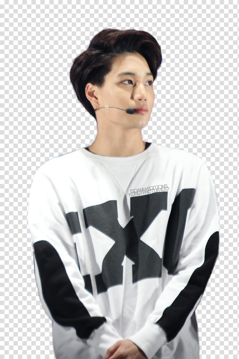 Kai EXO , EXO Kai wearing white sweatshirt transparent background PNG clipart