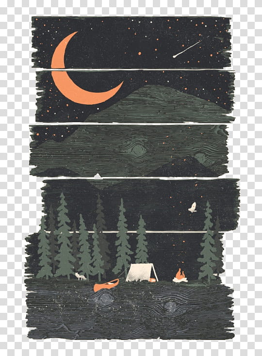art , tent near trees under crescent moon painting transparent background PNG clipart
