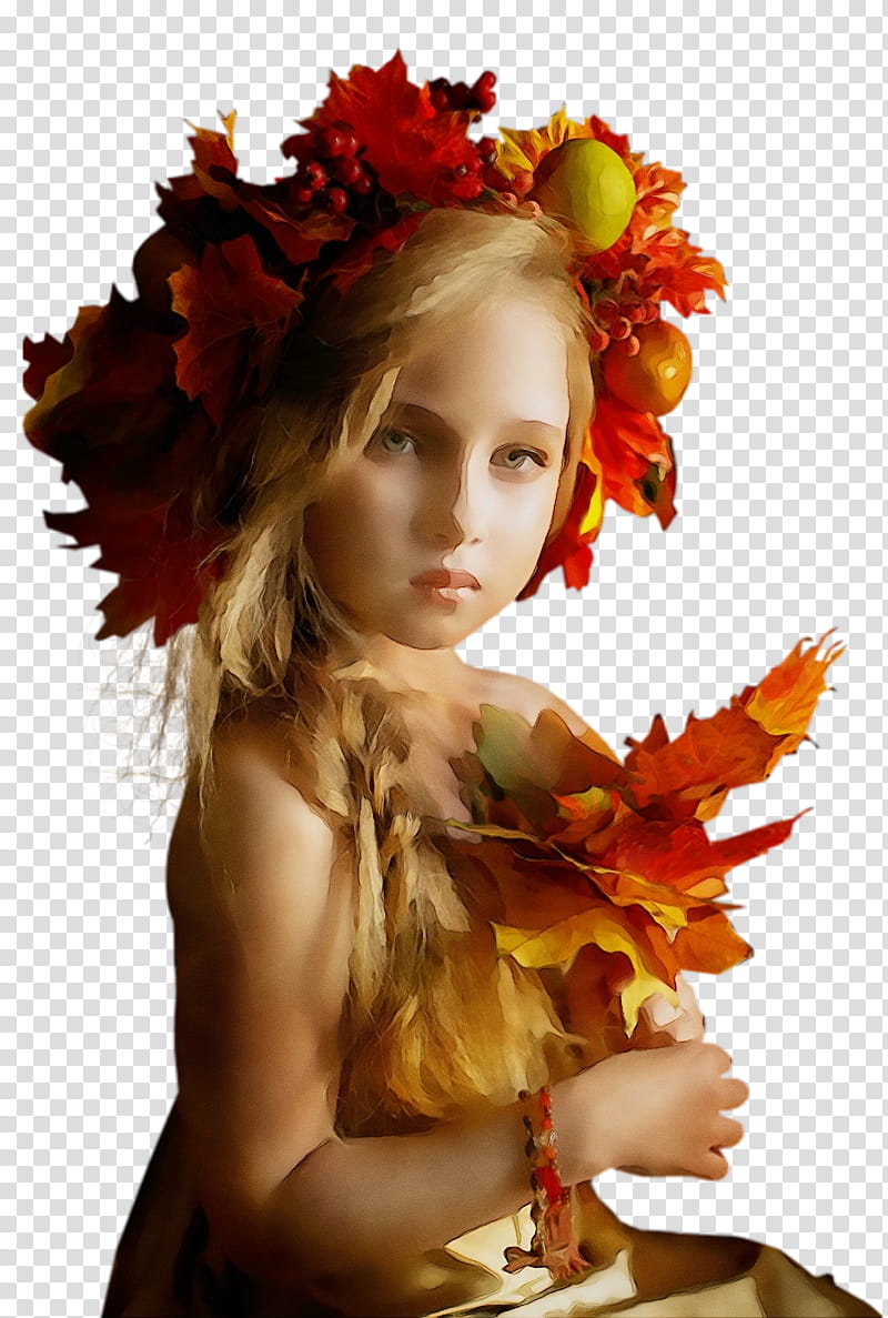 hair beauty leaf autumn headpiece, Watercolor, Paint, Wet Ink, Plant, Cut Flowers, Petal transparent background PNG clipart