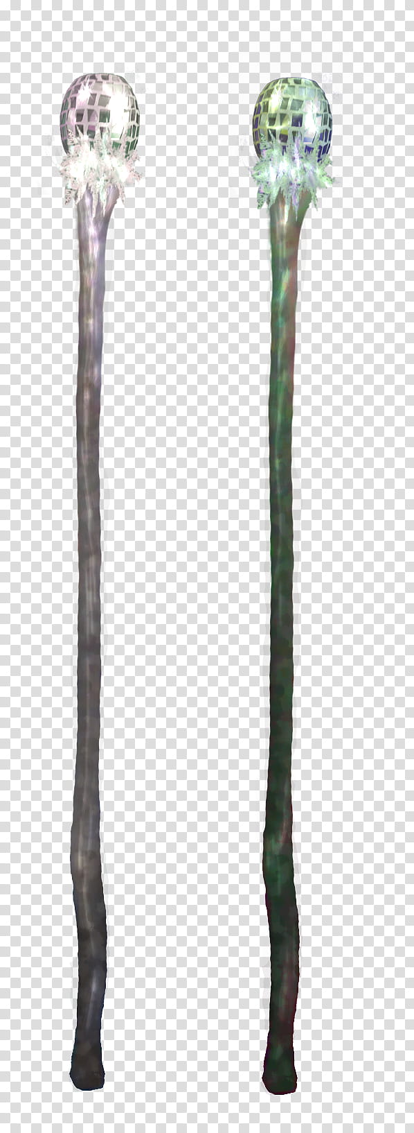 Wizard Staff Duo , two green and silver wands transparent background PNG clipart