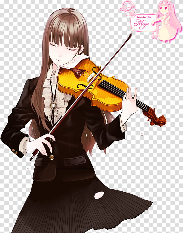 woman playing violin anime character transparent background PNG clipart