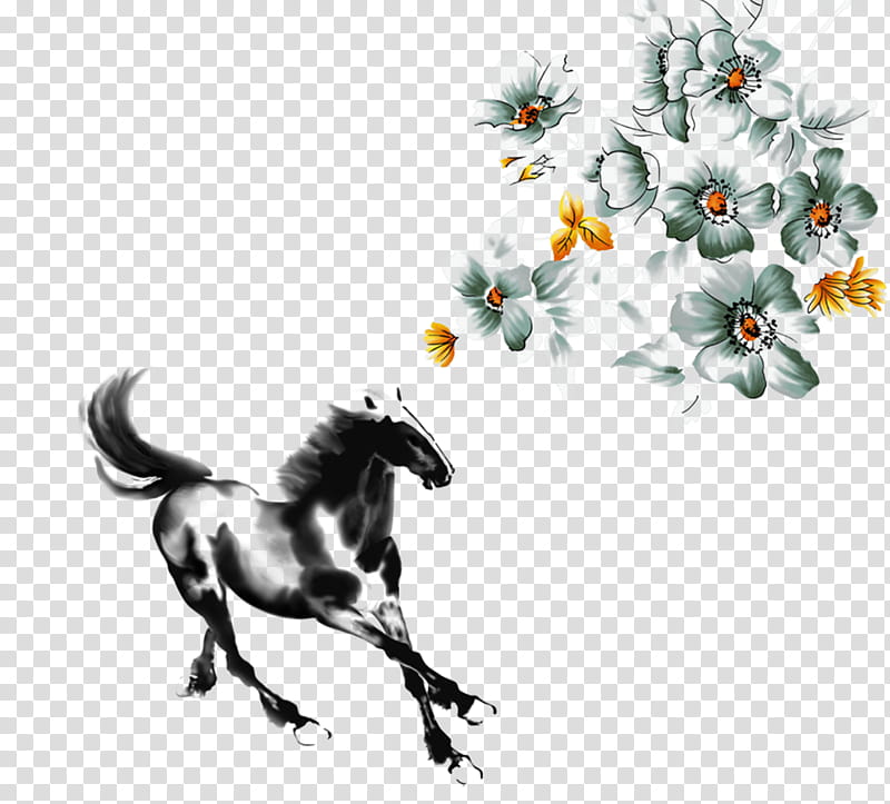 Watercolor Flower, Ink Wash Painting, Galloping Horse, Birdandflower Painting, Chinese Painting, Watercolor Painting, Shan Shui, Xu Beihong transparent background PNG clipart