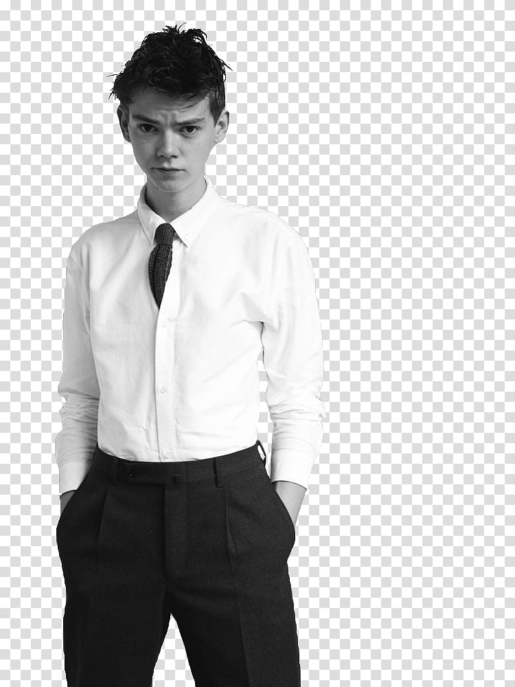 Thomas Sangster, man wearing dress shirt and pants transparent background PNG clipart