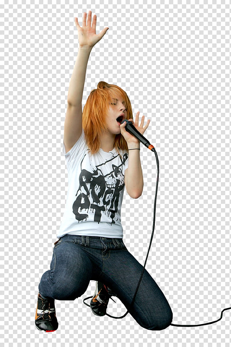 Hayley M Extra, woman holding microphone transparent background PNG clipart