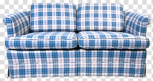 blue and white checked sofa transparent background PNG clipart