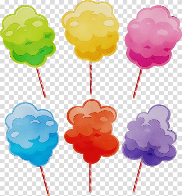 Watercolor Balloon, Paint, Wet Ink, Candy, Lollipop, Confectionery, Party Supply, Stick Candy transparent background PNG clipart