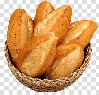 Food, baked bread on basket transparent background PNG clipart