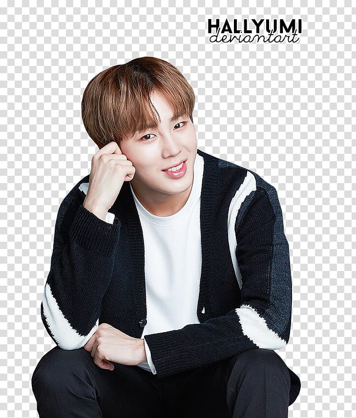 Wanna One, man touching own ear transparent background PNG clipart
