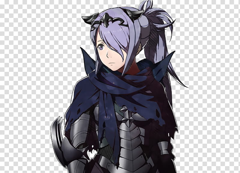 FE F Sprite Edits Adult Camilla Kana, grey haired female anime character wearing armor transparent background PNG clipart