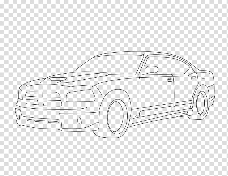 Dodge Charger Line Art, black vehicle illustration transparent background PNG clipart