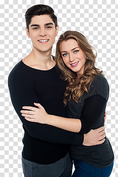 Couple, man and woman wearing black shirts transparent background PNG clipart